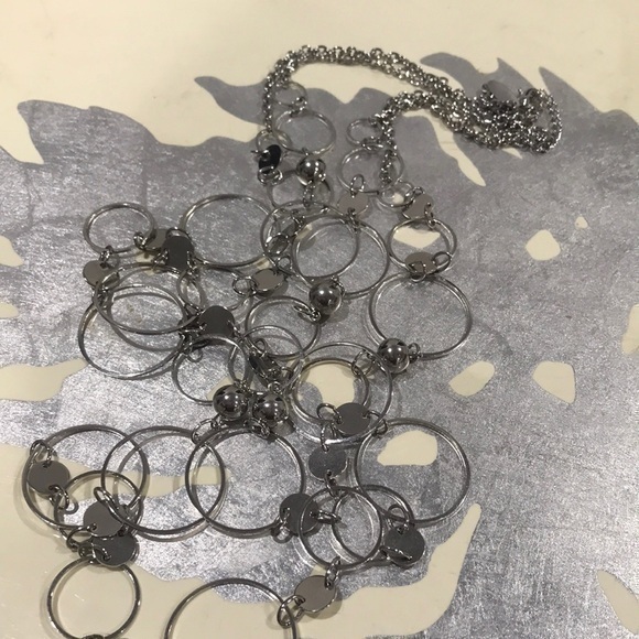Necklace silver tone circular link and dual strand variety beaded lobster - Picture 1 of 4